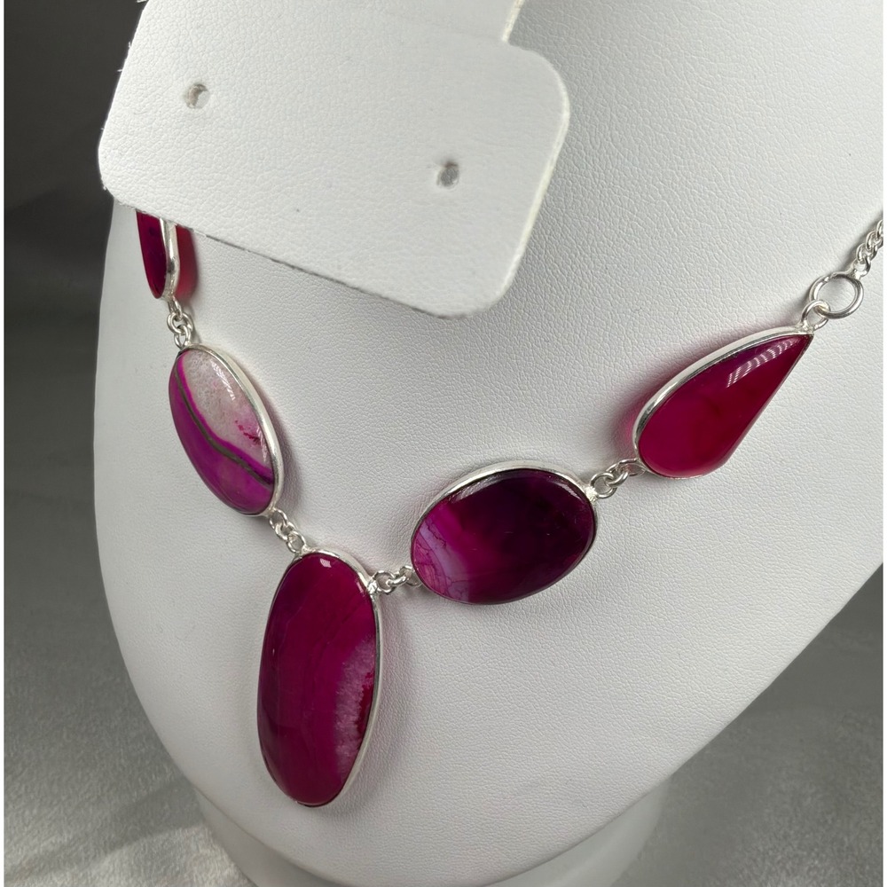 Hot Pink Agate Statement Necklace‎